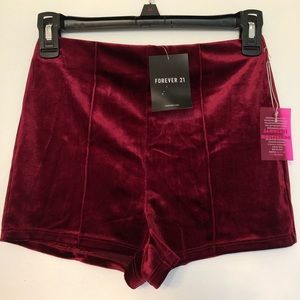 Burgundy Velvet Shorts